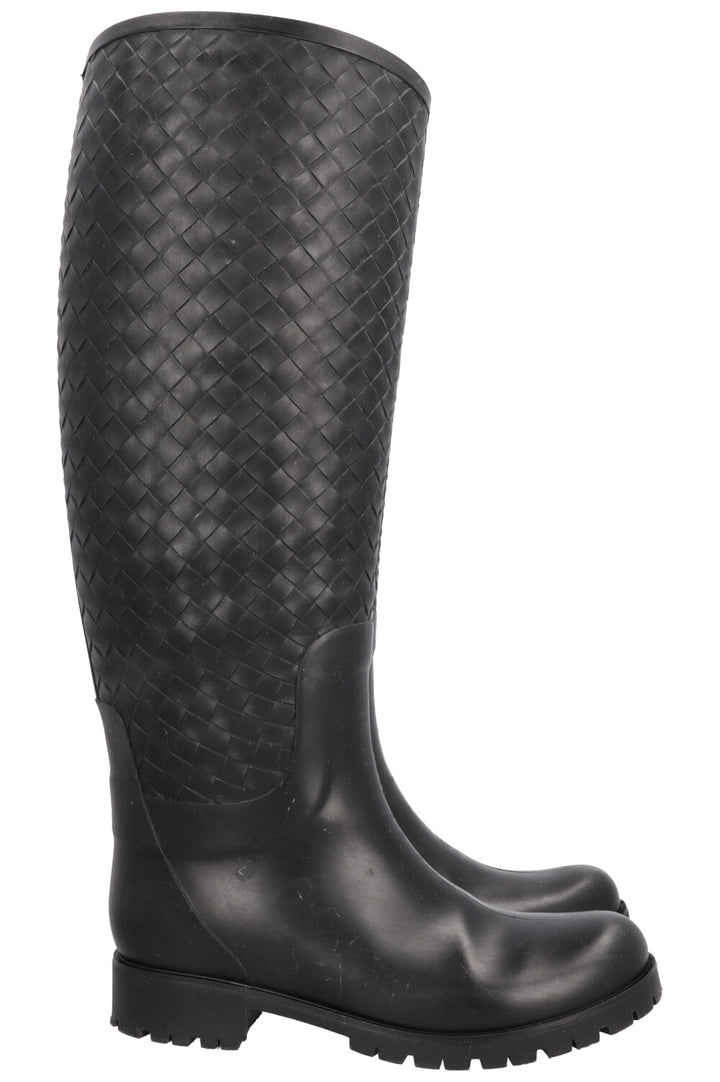 BOTTEGA VENETA Bottes Stivale Intrecciato Caoutchouc Noir