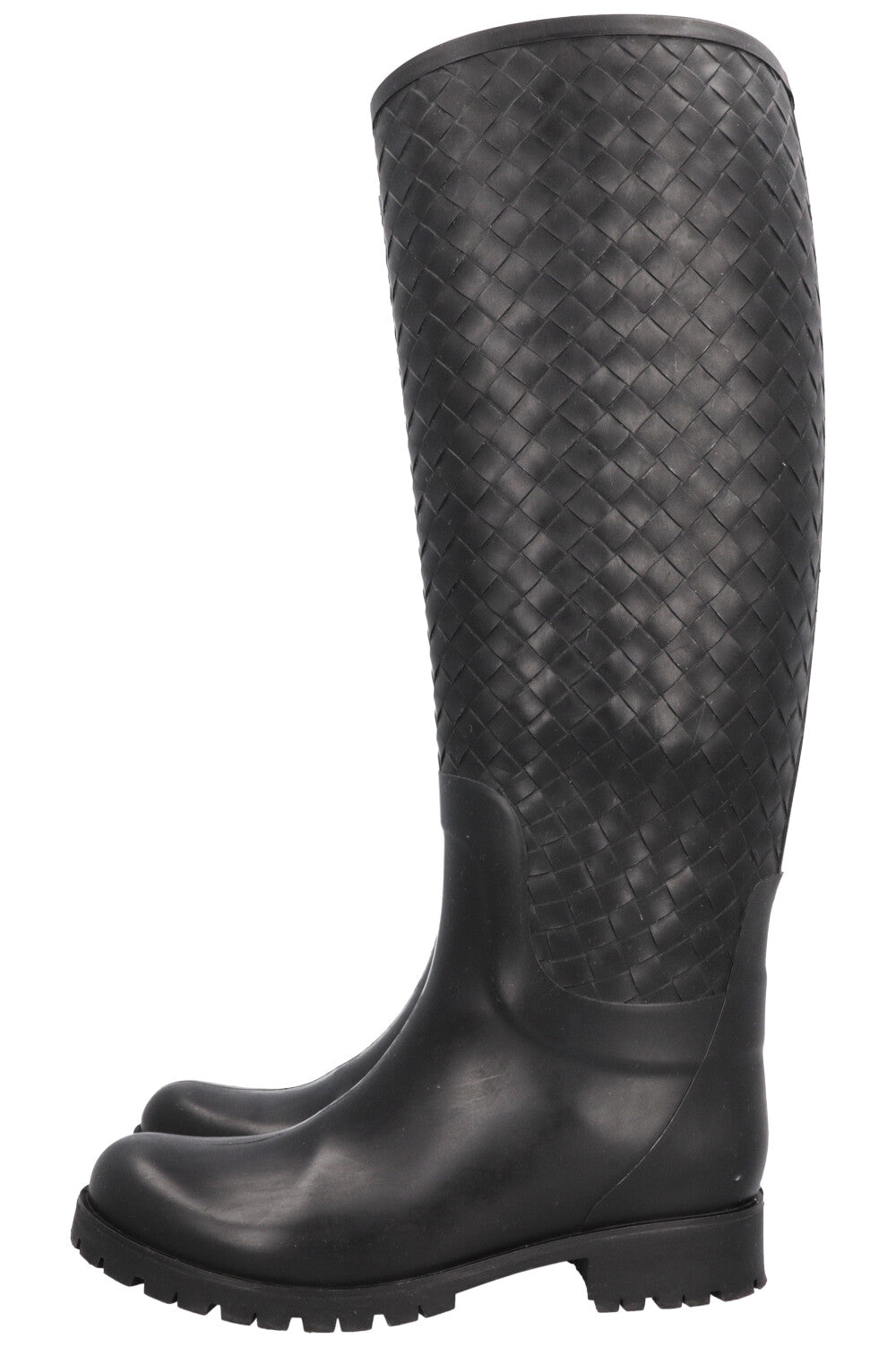 BOTTEGA VENETA Bottes Stivale Intrecciato Caoutchouc Noir
