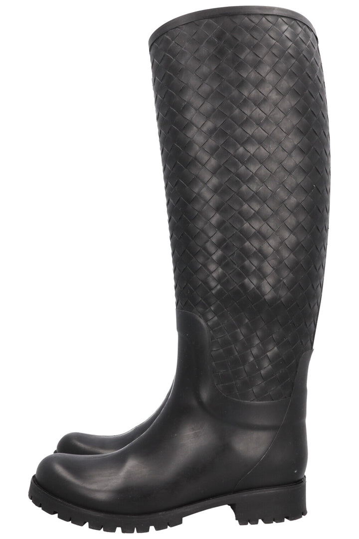 BOTTEGA VENETA Bottes Stivale Intrecciato Caoutchouc Noir