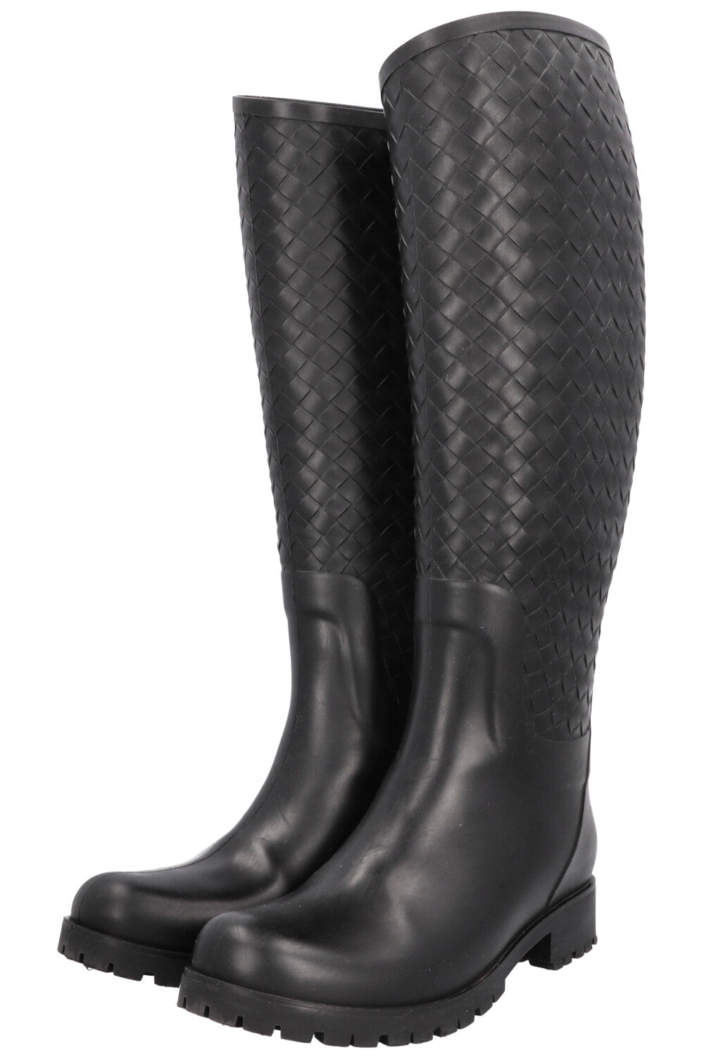 BOTTEGA VENETA Bottes Stivale Intrecciato Caoutchouc Noir