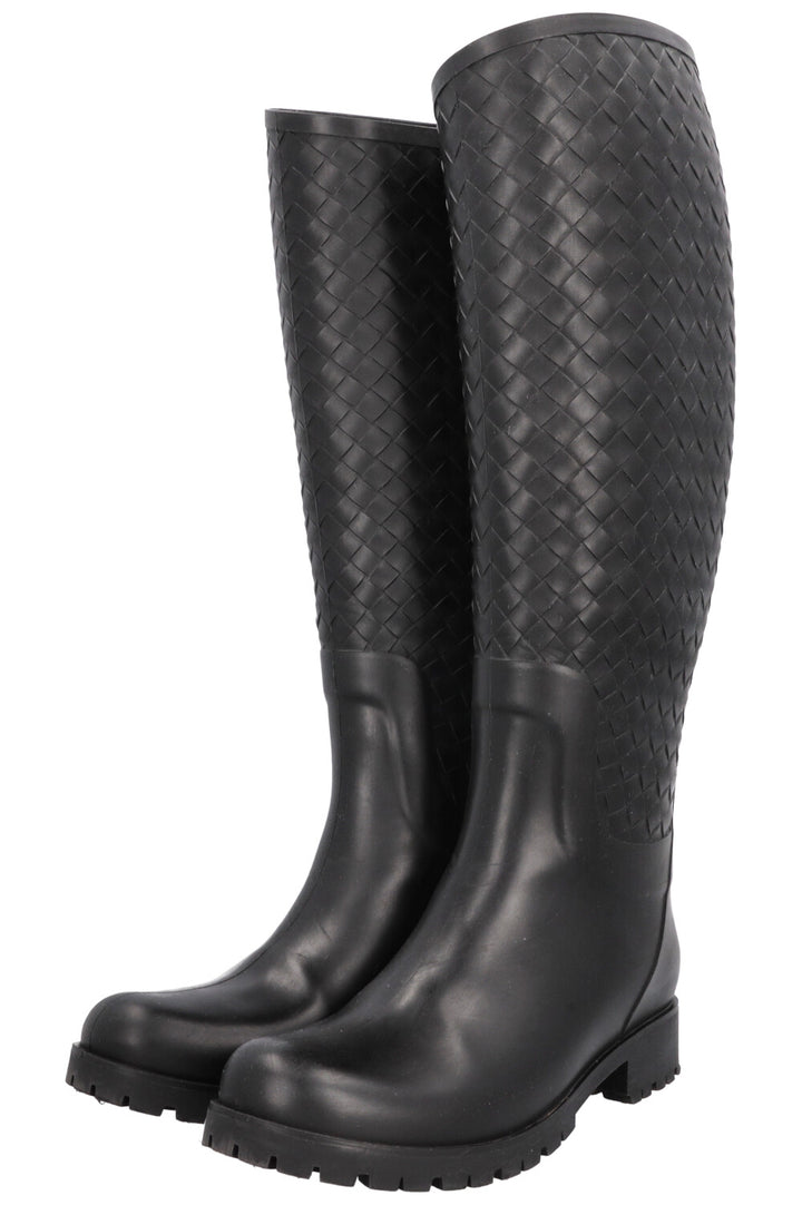 BOTTEGA VENETA Bottes Stivale Intrecciato Caoutchouc Noir