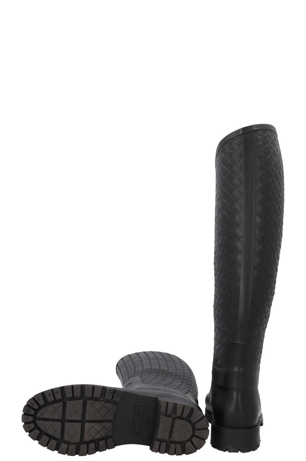 BOTTEGA VENETA Bottes Stivale Intrecciato Caoutchouc Noir