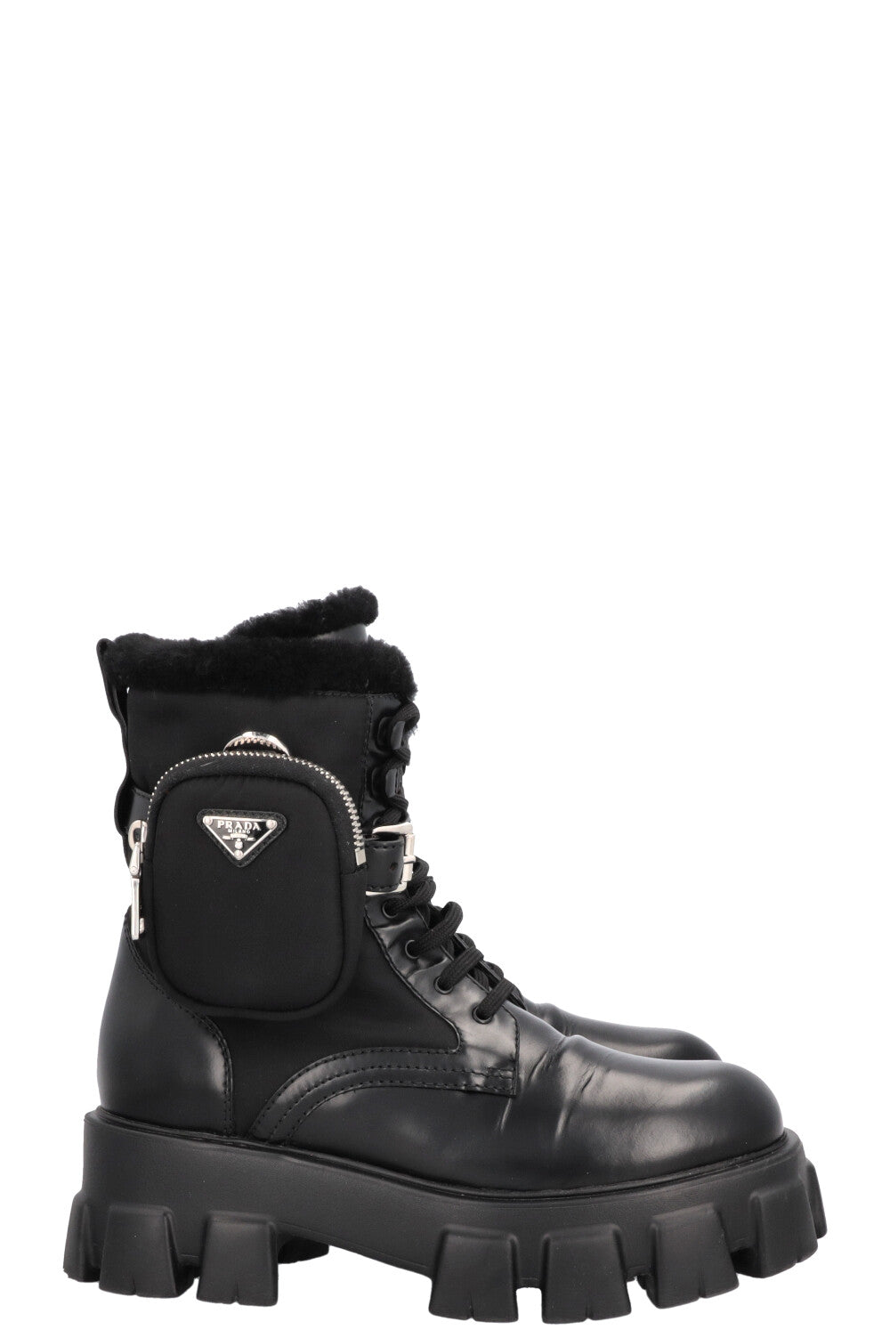 Bottes PRADA Monolith en cuir sheraling noir