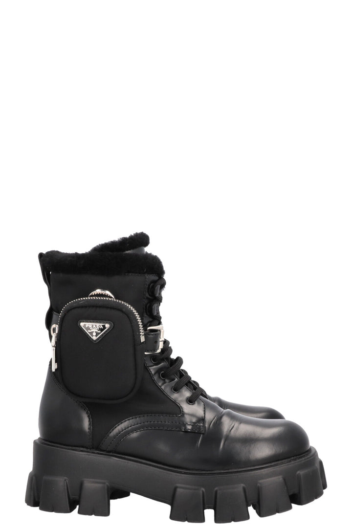 Bottes PRADA Monolith en cuir sheraling noir