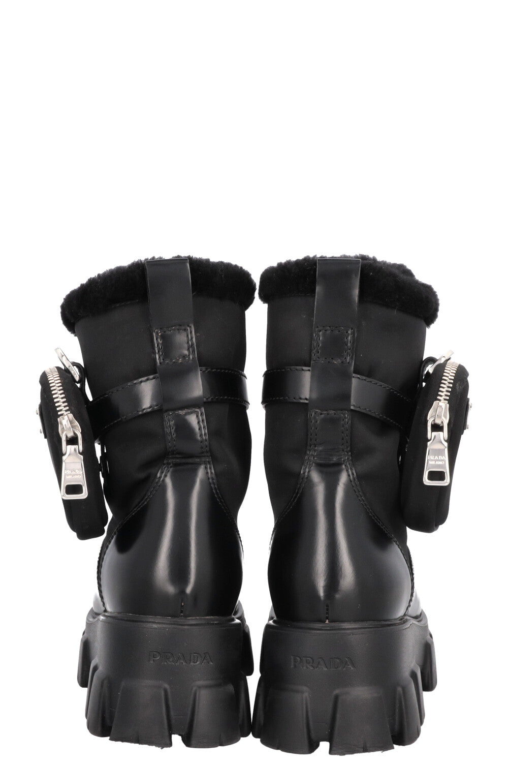 Bottes PRADA Monolith en cuir sheraling noir