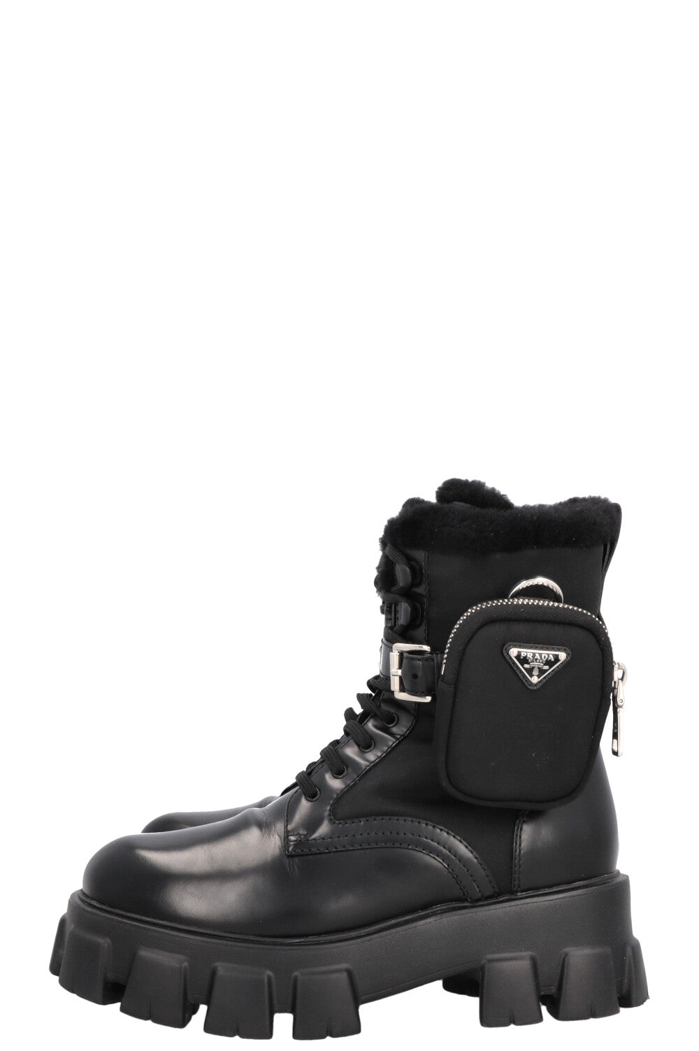 Bottes PRADA Monolith en cuir sheraling noir