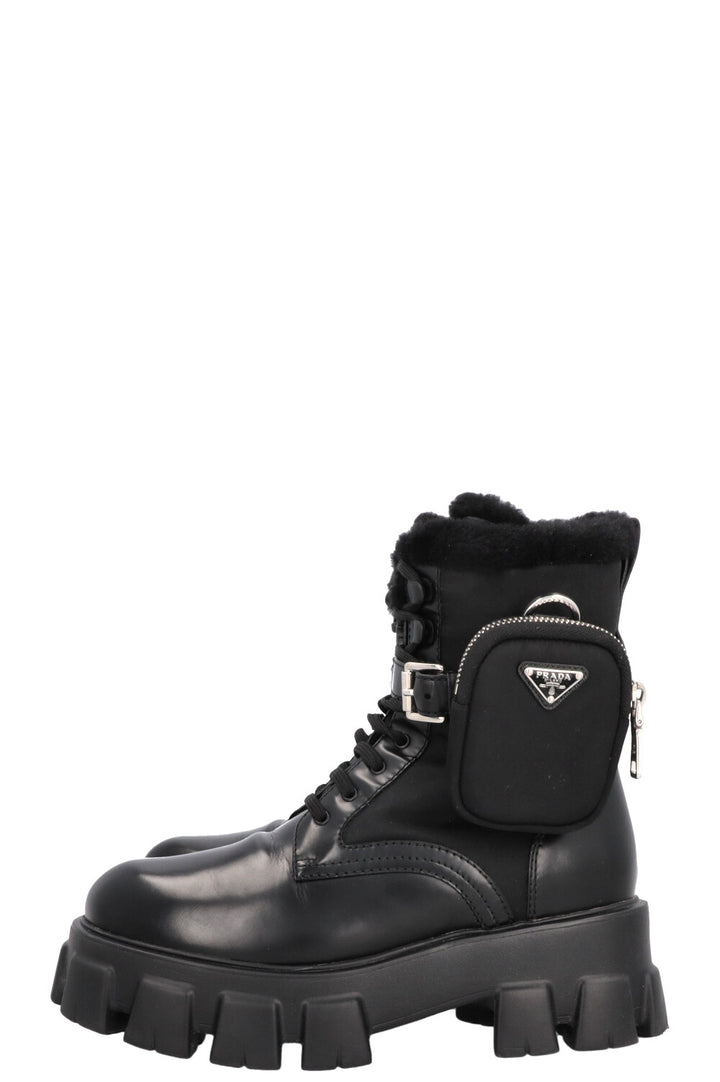 Bottes PRADA Monolith en cuir sheraling noir
