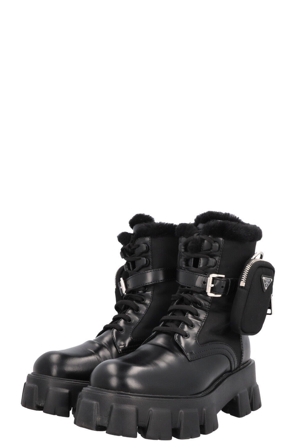 Bottes PRADA Monolith en cuir sheraling noir