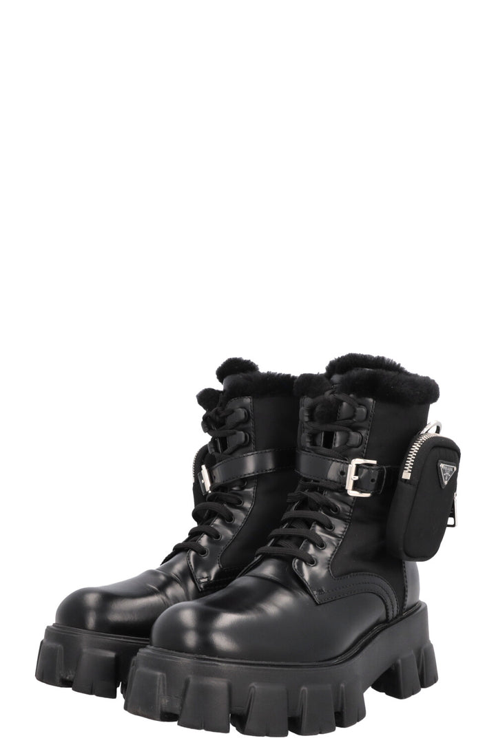 Bottes PRADA Monolith en cuir sheraling noir