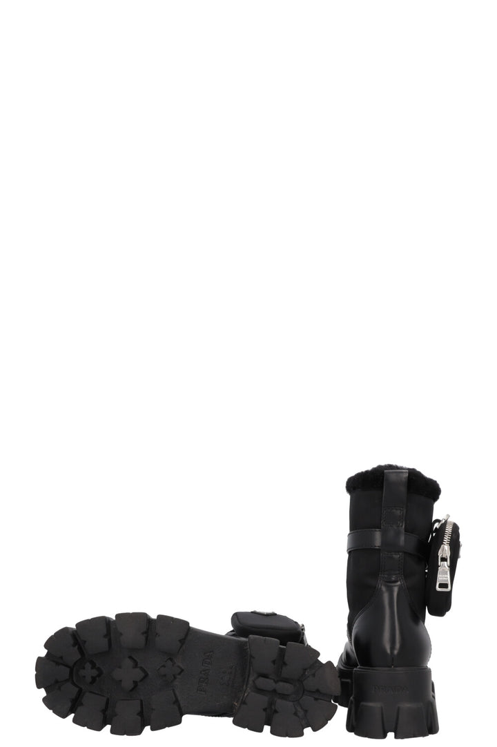 Bottes PRADA Monolith en cuir sheraling noir