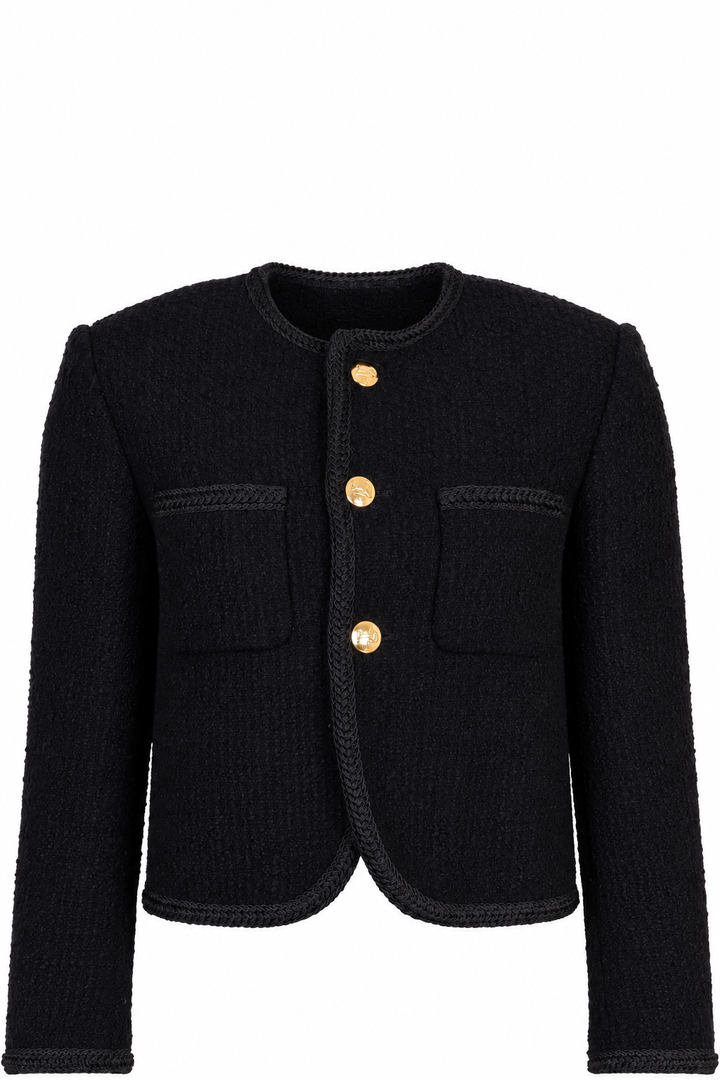 Veste Chasseur CELINE en tweed bouclé de laine noir
