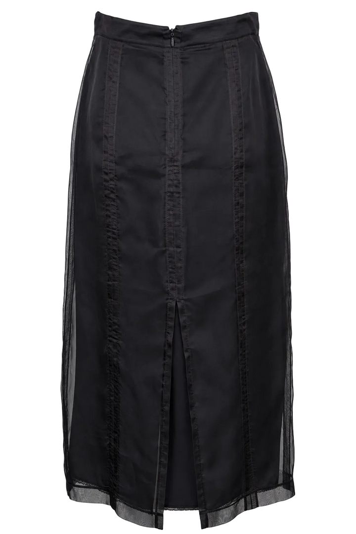 GUCCI Organza Pencil Skirt Silk Black