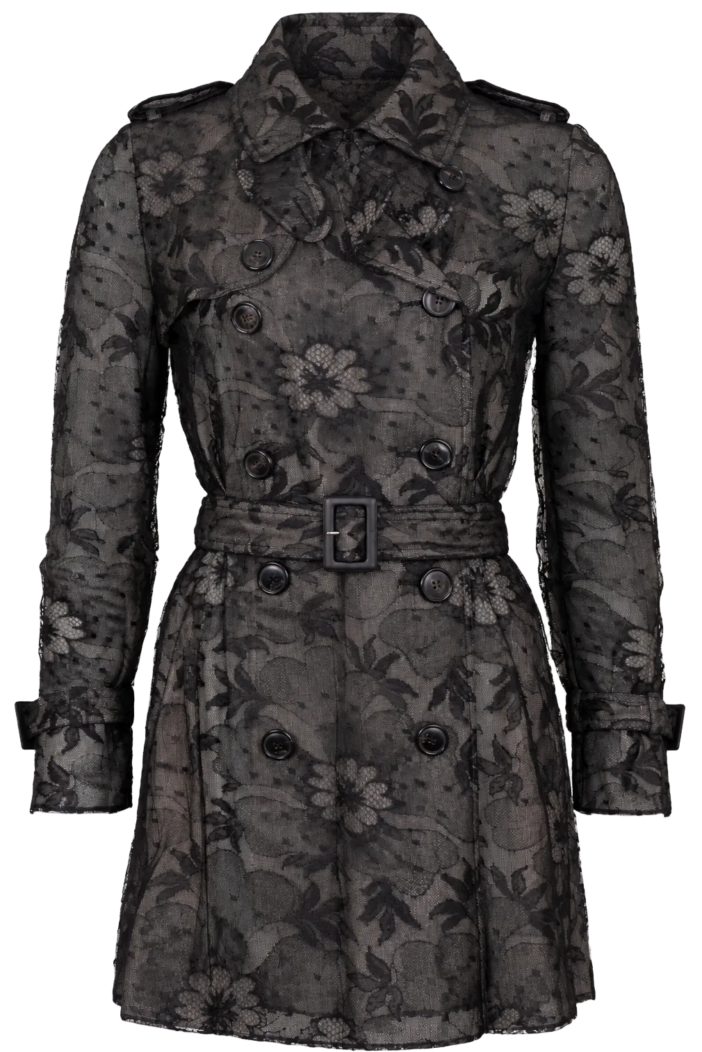 CHRISTIAN DIOR Trench en dentelle transparente noir