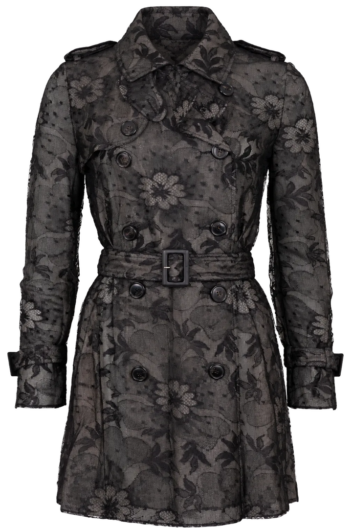 CHRISTIAN DIOR Trench en dentelle transparente noir