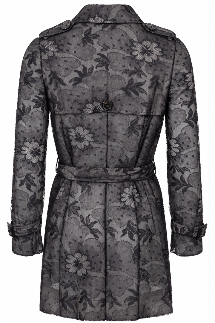CHRISTIAN DIOR Trench en dentelle transparente noir