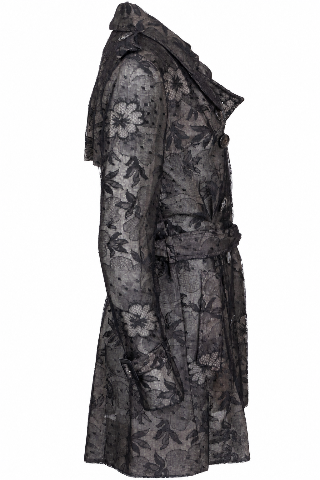 CHRISTIAN DIOR Trench en dentelle transparente noir