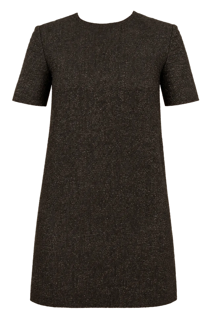 SAINT LAURENT Short Sleeve Lurex Mini Dress Black