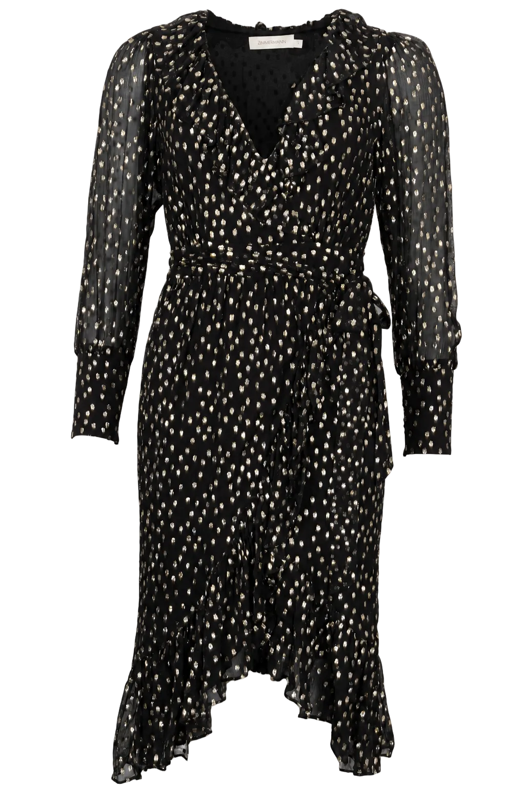 ZIMMERMANN Lurex Wrap Midi Dress Silk Black