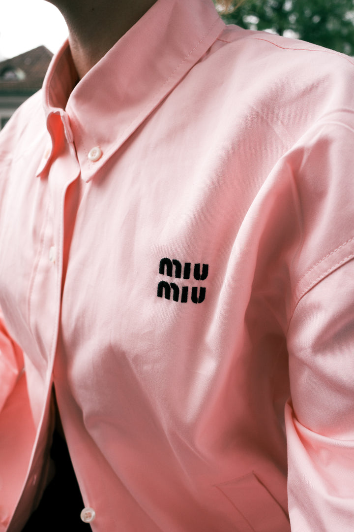 MIUMIU Logo Shirt Jacket Popeline Pink