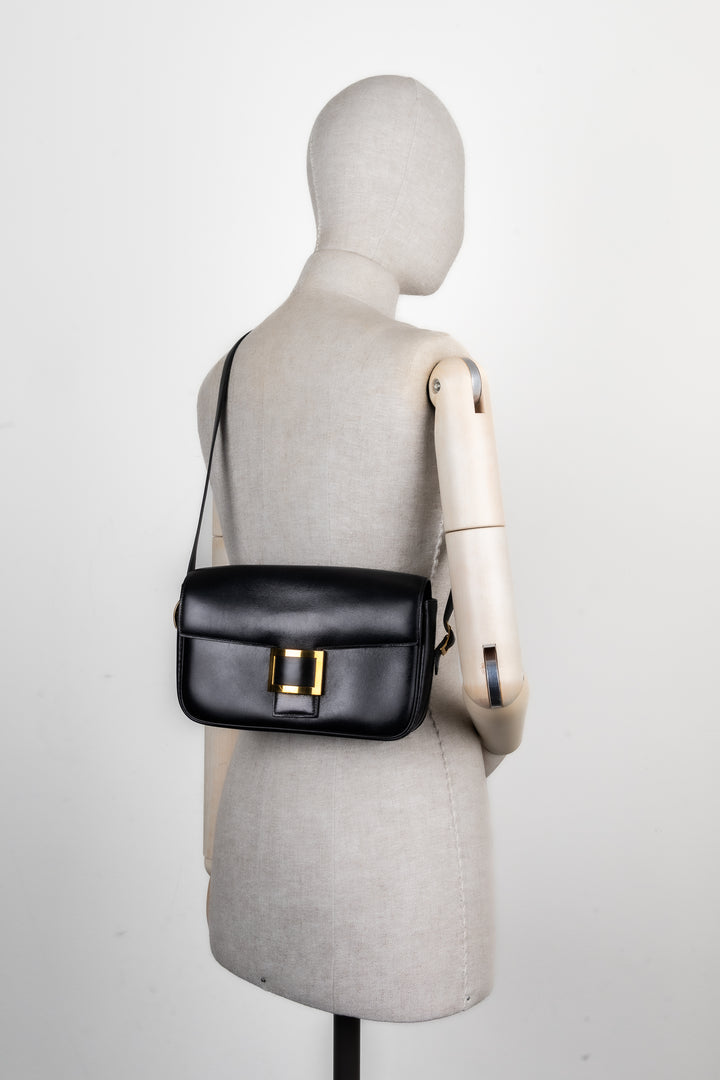 HERMÈS Vintage Martine Shoulder Bag Box Black