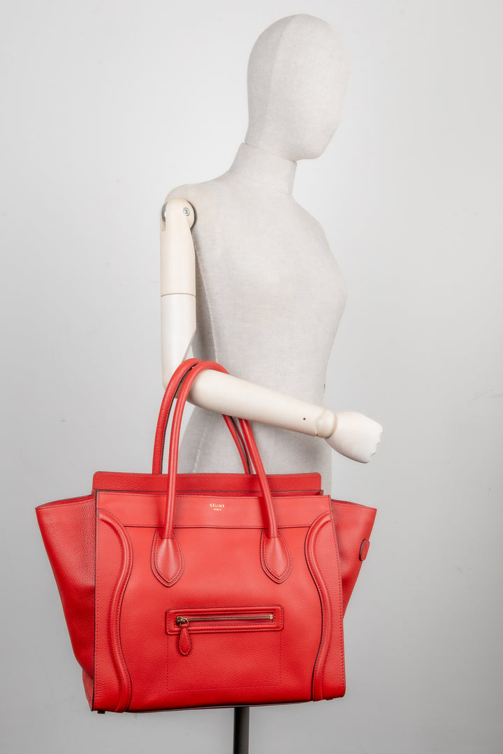 CÉLINE Luggage Mini Tote Leather Red