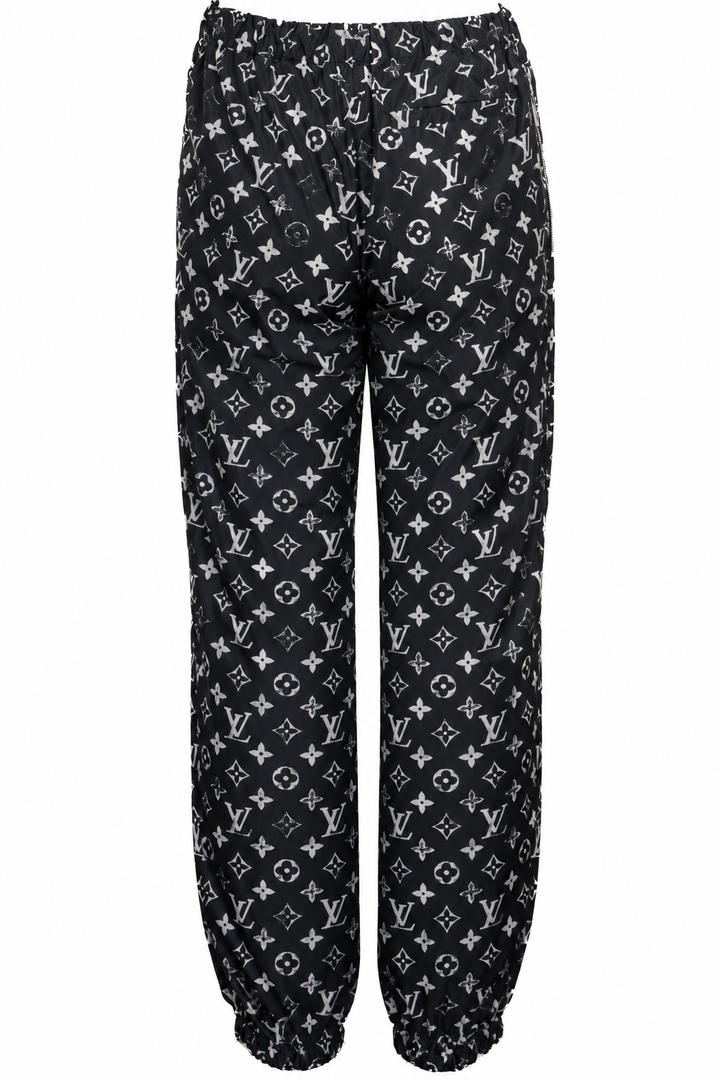 LOUIS VUITTON 2024 Pantalon de survêtement en nylon à effet pochoir MNG Noir