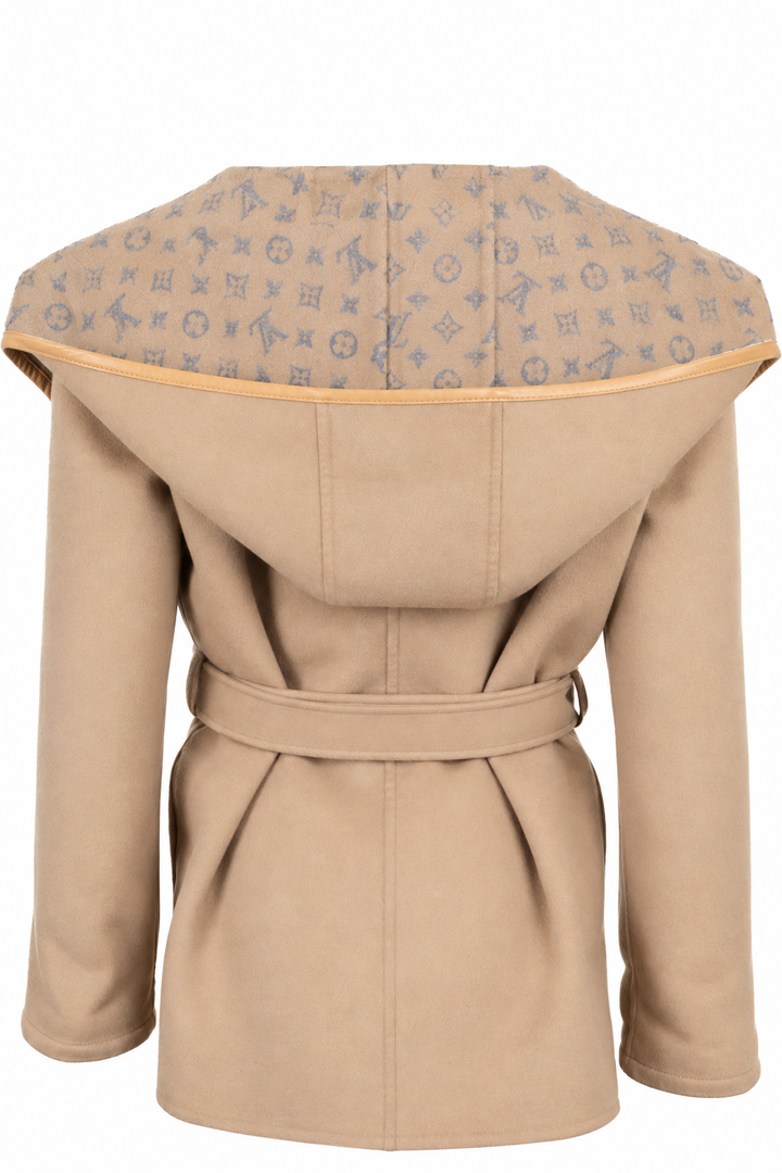 LOUIS VUITTON Short Wrap Caban Jacket Wool Beige