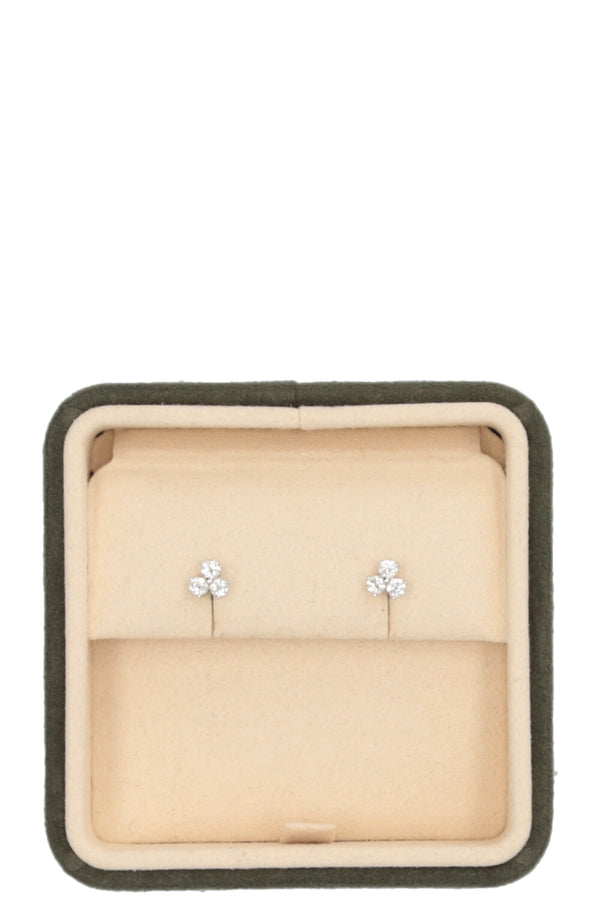 TIFFANY & CO. Aria Stud Earrings Platinum Diamonds Silver