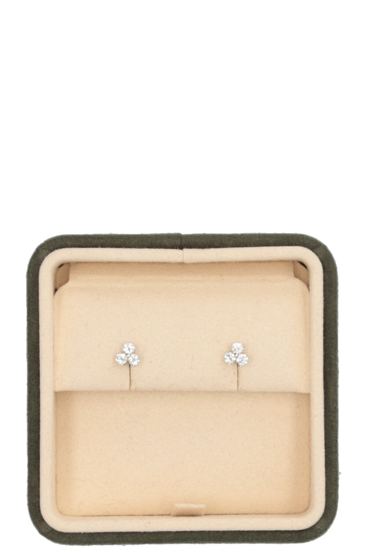 TIFFANY & CO. Aria Stud Earrings Platinum Diamonds Silver