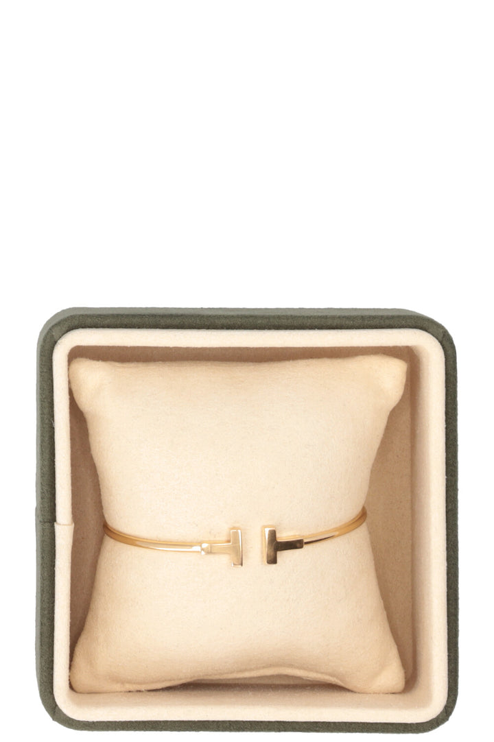TIFFANY&CO T Narrow Wire Bracelet 18K Yellow Gold