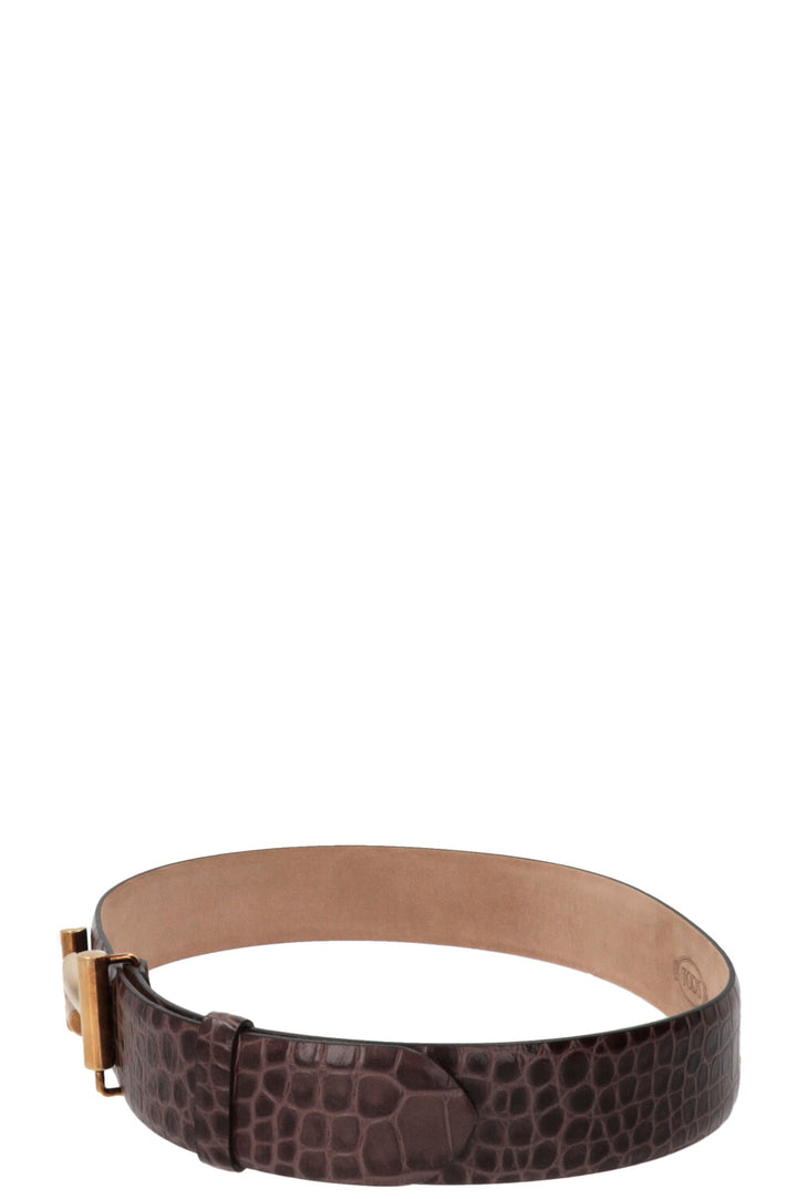 TOD'S Croc Embossed Belt Brown
