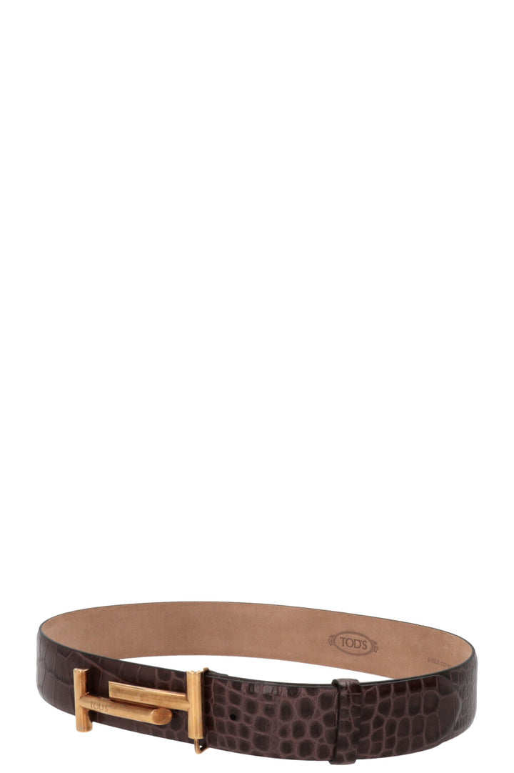 TOD'S Croc Embossed Belt Brown