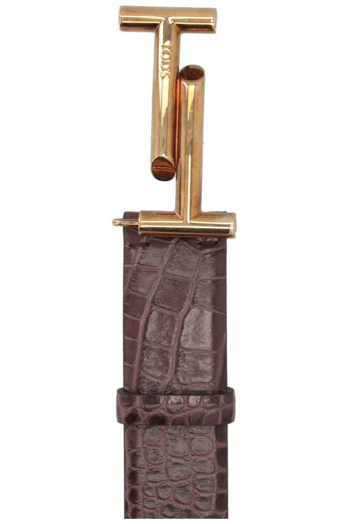 TOD'S Croc Embossed Belt Brown