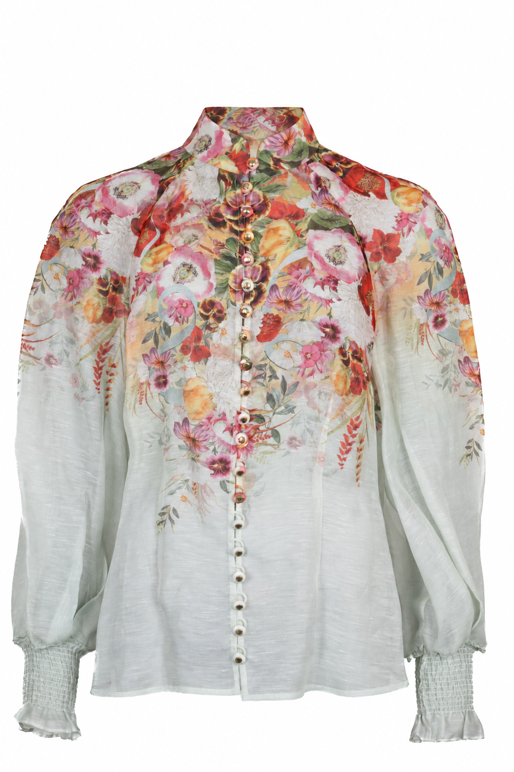 ZIMMERMANN Flower Print Blouse Linen Multicolor