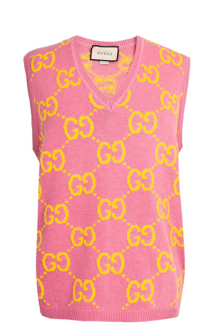 GUCCI GG Knit Vest Wool Pink