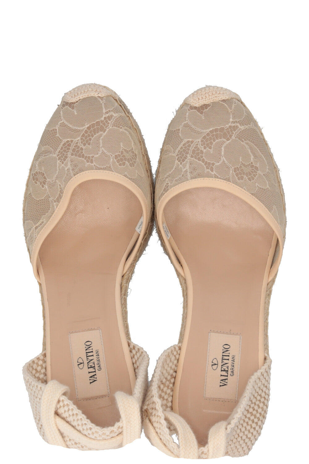 VALENTINO Espadrille Wedges Lace Ivory