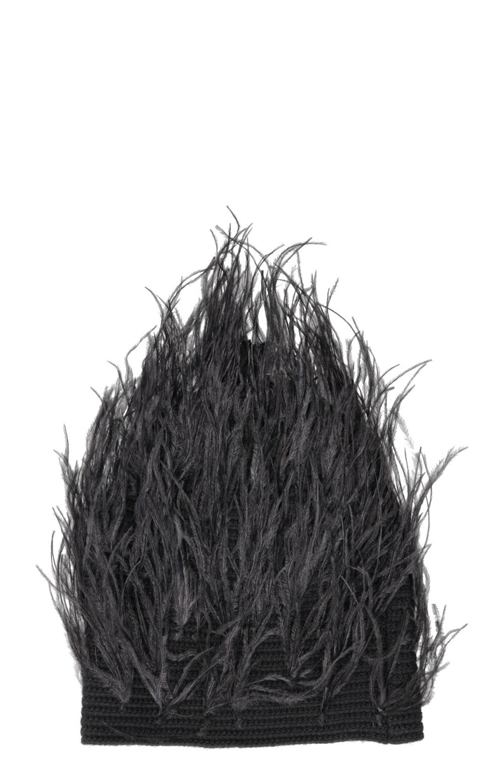 VALENTINO Bonnet en maille Plumes Laine Noir