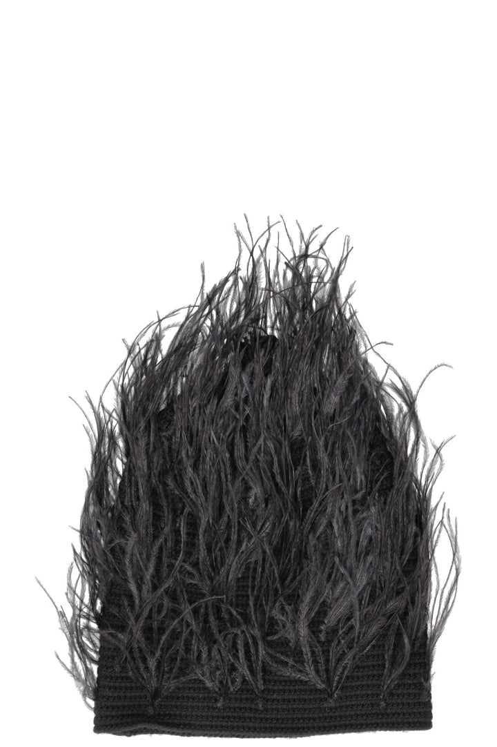 VALENTINO Bonnet en maille Plumes Laine Noir