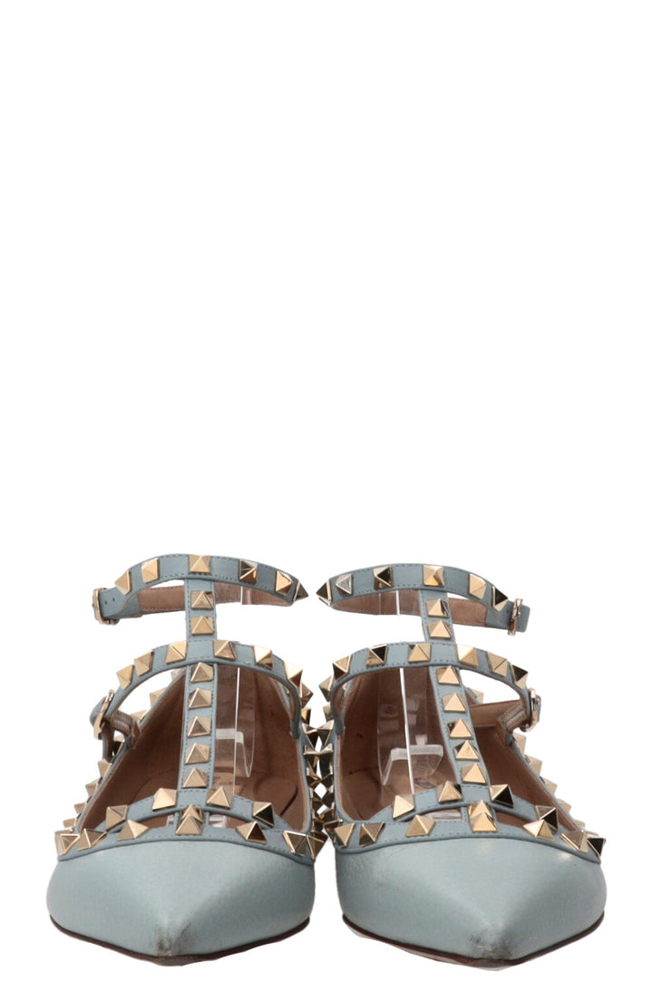 VALENTINO Ballerines Rockstud Cuir Bleu Ciel