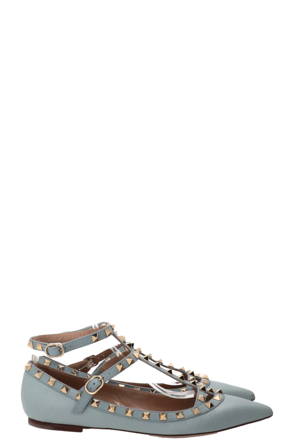 VALENTINO Ballerines Rockstud Cuir Bleu Ciel