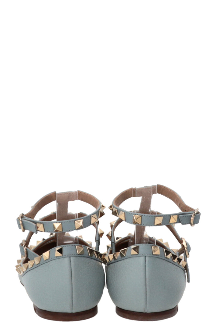 VALENTINO Ballerines Rockstud Cuir Bleu Ciel