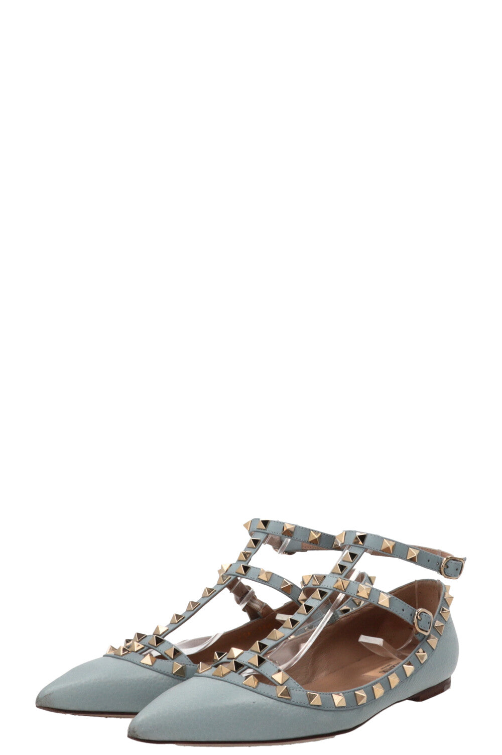 VALENTINO Ballerines Rockstud Cuir Bleu Ciel