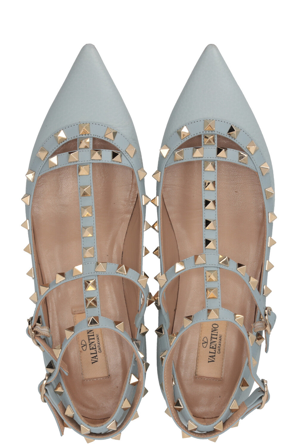 VALENTINO Ballerines Rockstud Cuir Bleu Ciel