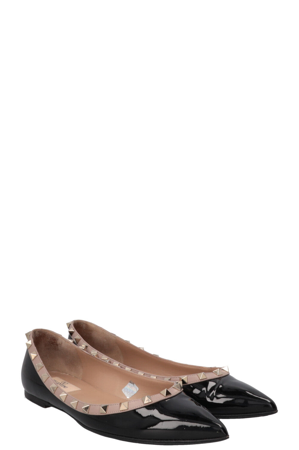 VALENTINO Rockstud Ballet Flats Patent Black Nude