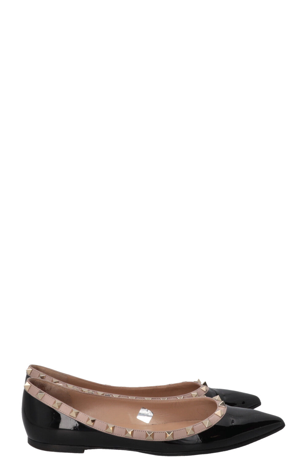 VALENTINO Rockstud Ballet Flats Patent Black Nude