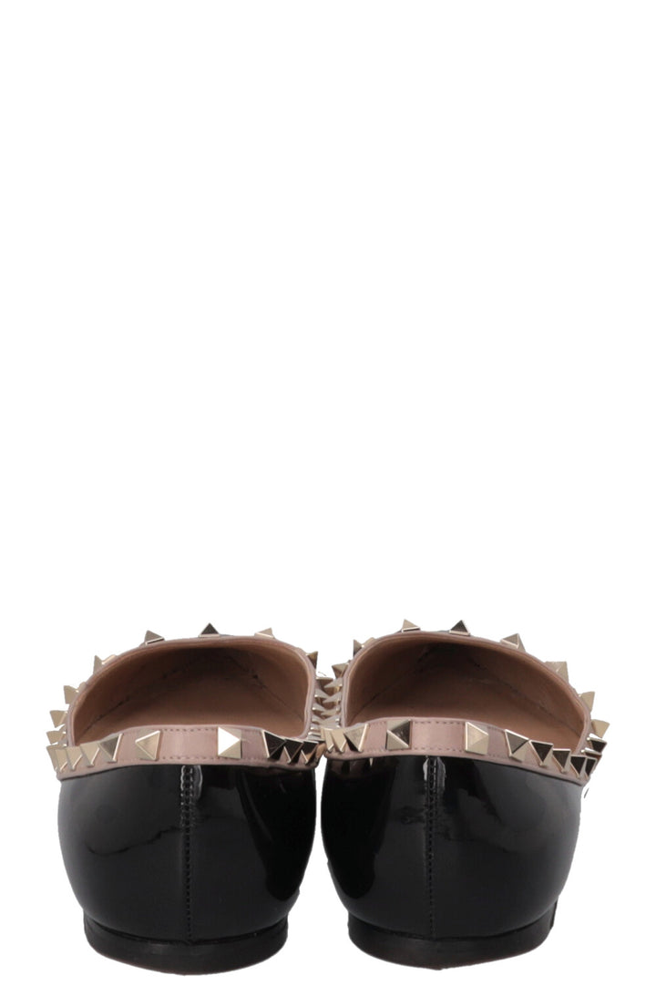 VALENTINO Rockstud Ballet Flats Patent Black Nude