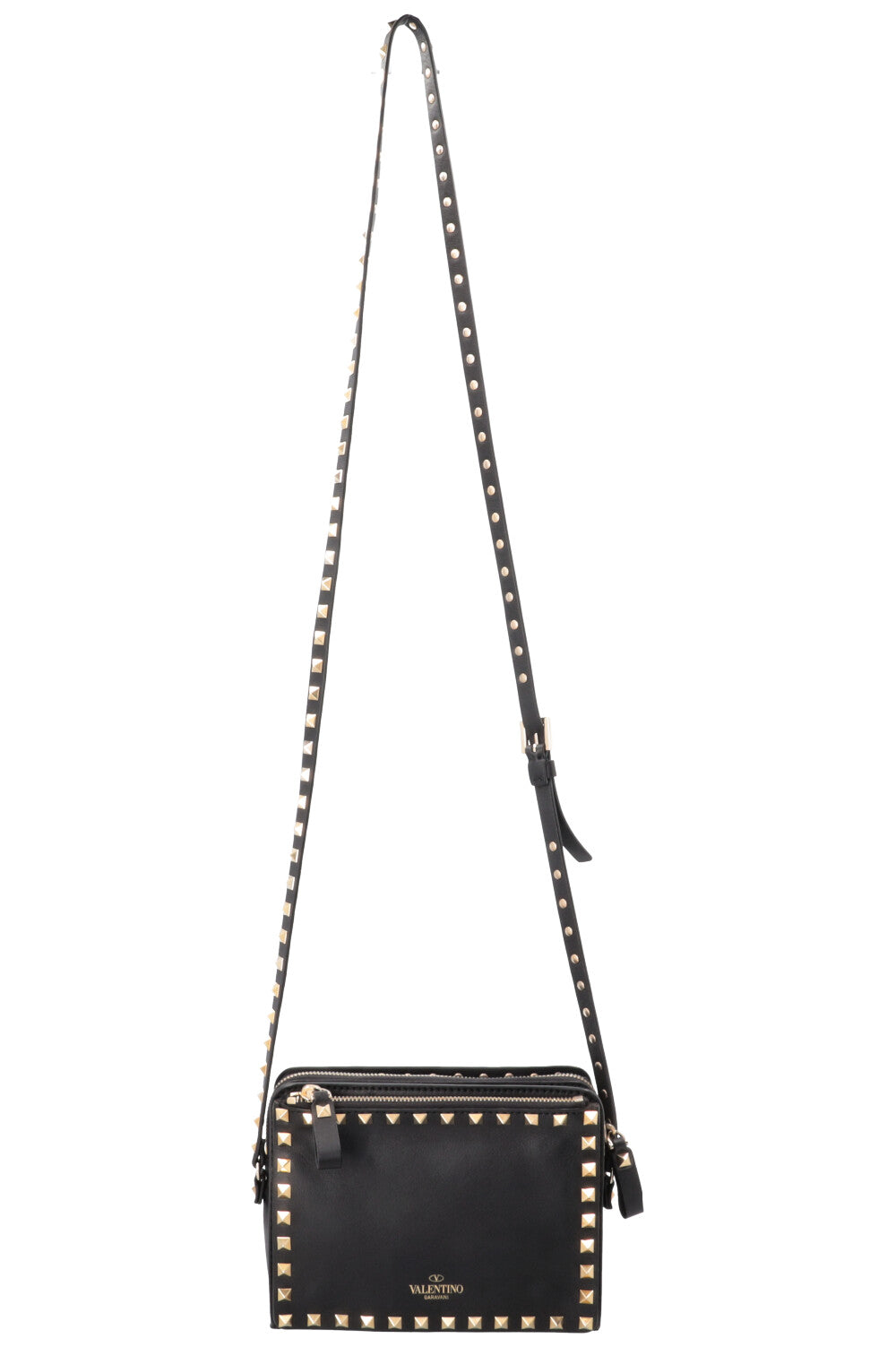VALENTINO Rockstud Flap Crossbody Bag Leather Black