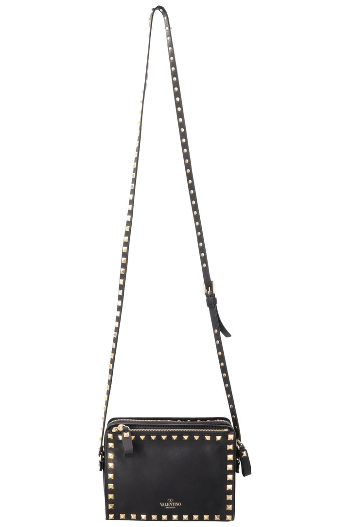 VALENTINO Rockstud Flap Crossbody Bag Leather Black