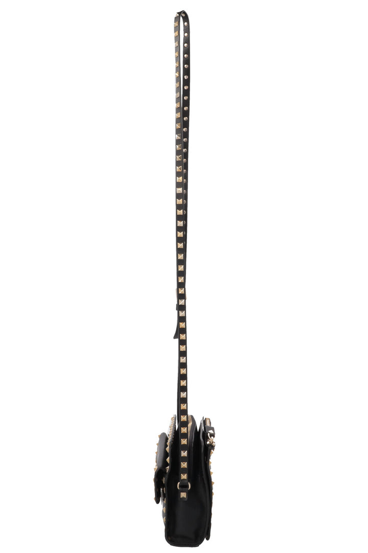 VALENTINO Rockstud Flap Crossbody Bag Leather Black