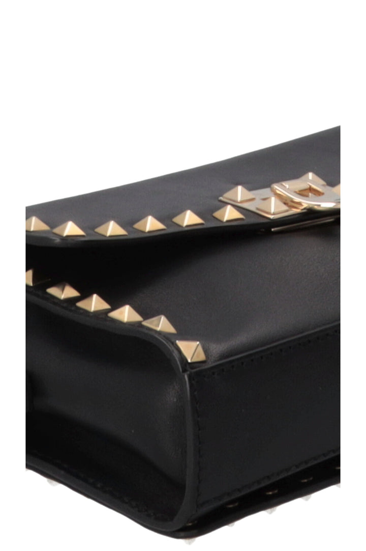VALENTINO Rockstud Flap Crossbody Bag Leather Black